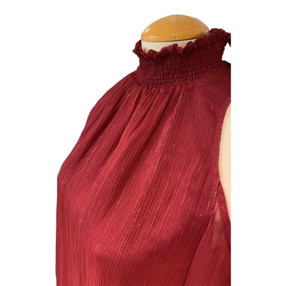 ZOE BY RACHEL ZOE Cold Shoulder Top Size Small Sangria Colour Shimmery - Picture 8 of 13